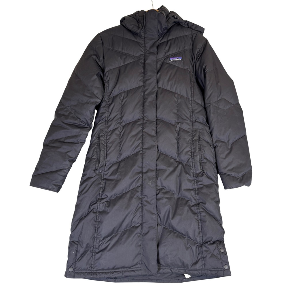 Patagonia Womens Down With It Parka Black Hooded Puffer Coat Small 28441